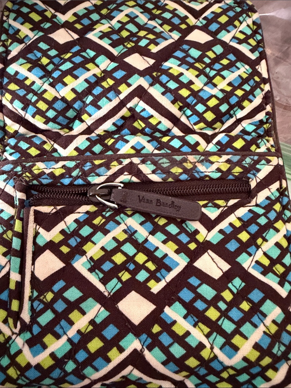 Vera Bradley Brown and White Quilted ID Wallet